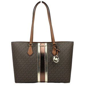 NEW Michael Kors Sheila Large Tote Purse Bag Brown Leather & PVC Shoulder Purse